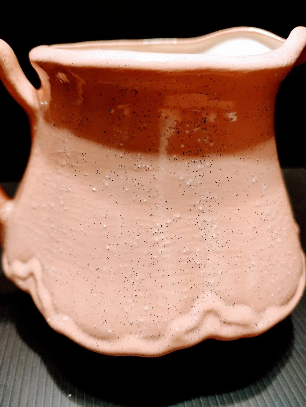🌷🩷🌷Lovely Vtg 80's Hand Crafted Victorian Inspired Rose Pink Speckled Pottery